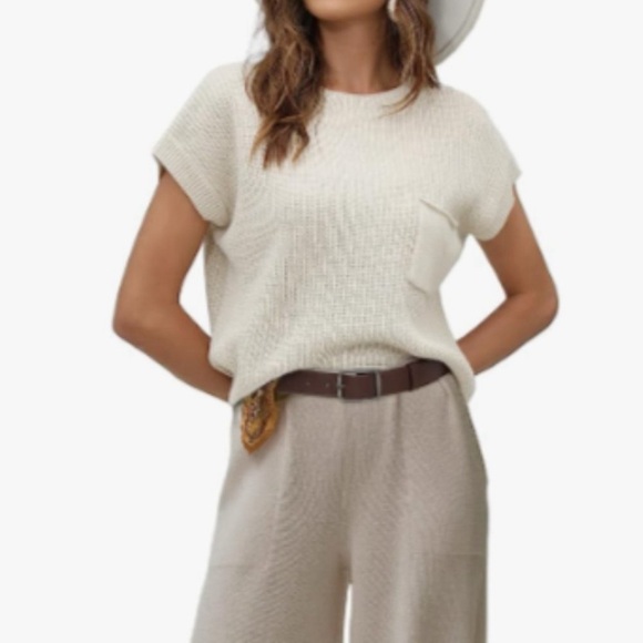 Ugerlov Set Sweater Pullover Top
and High Waisted Pants Lounge Set Beige - Picture 3 of 13